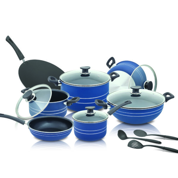 Glorious Non Stick 18 Pieces Set In Blue Color