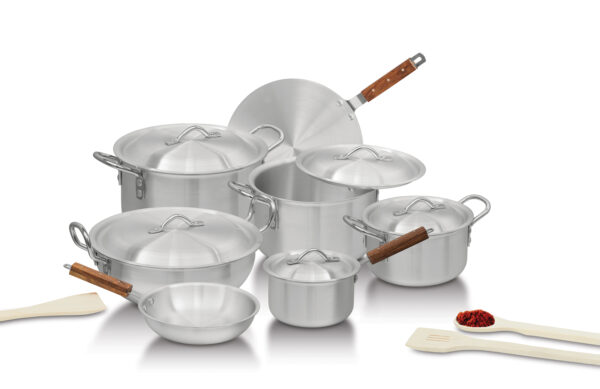 Victoria's Culinary Crown: 15-Piece Aluminum Cookware Set